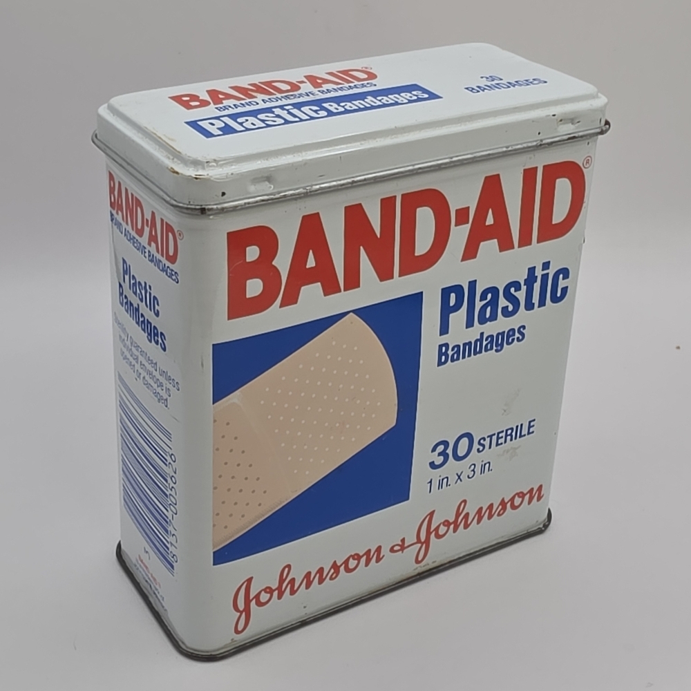 Vintage Band-Aid Plastic Bandages Metal Tin Johnson & Johnson